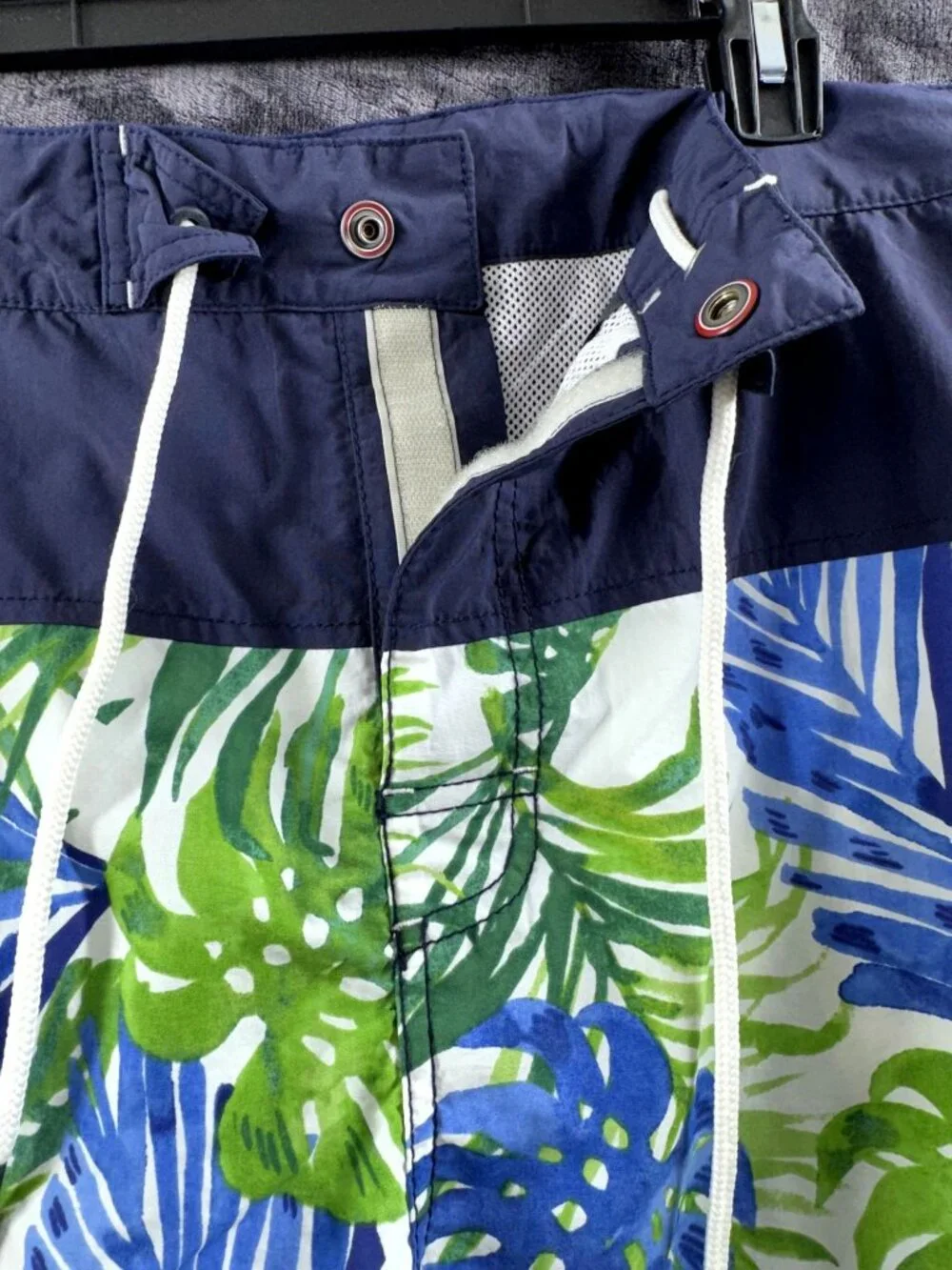 Tommy Hilfiger Men's XXL Tropical Palm Leaf Swim Trunks Board Shorts Blue Green